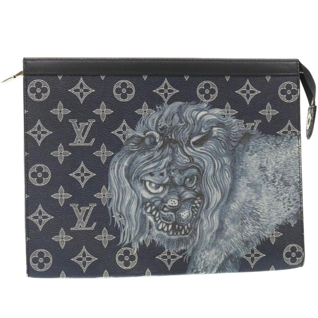 LOUIS VUITTON Monogram Savanna Pochette Voyage ClutchBag Navy M66639 29183A