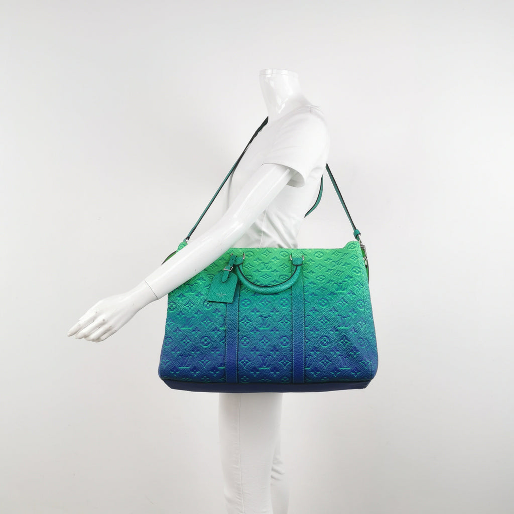 Louis Vuitton Virgil Abloh Green and Blue Monogram Illusion Leather Keepall Tote Silver Hardware, 2022