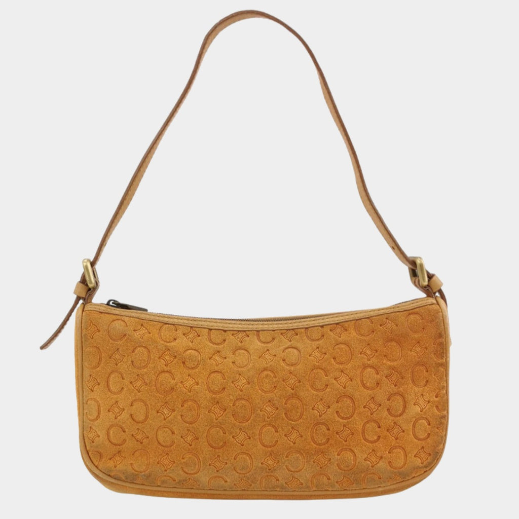 Celine Pochette Clutch Baguette Shoulder Bag Pumpkin Caramel Brown Suede Leather