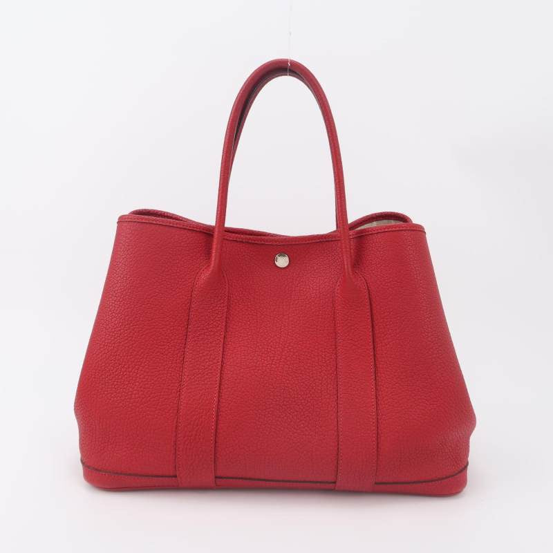 Hermes Garden Party 36 Red Calfskin Leather Handbag 2015