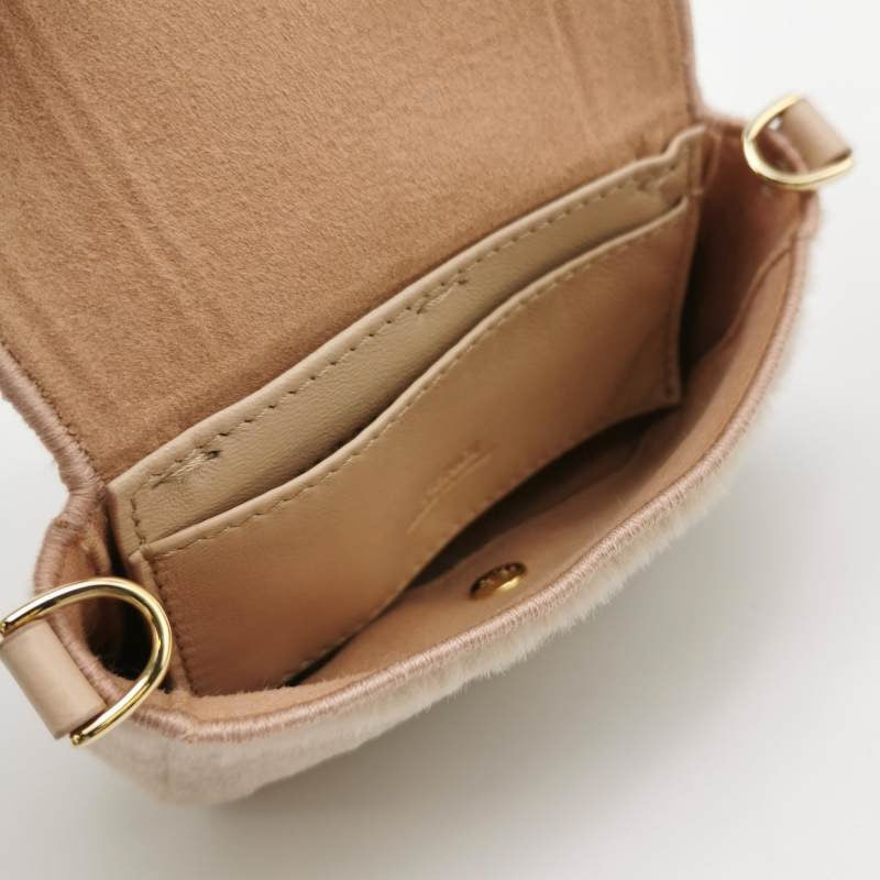 Fendi Nano Baguette Charm Pink Mink Fur with Chain