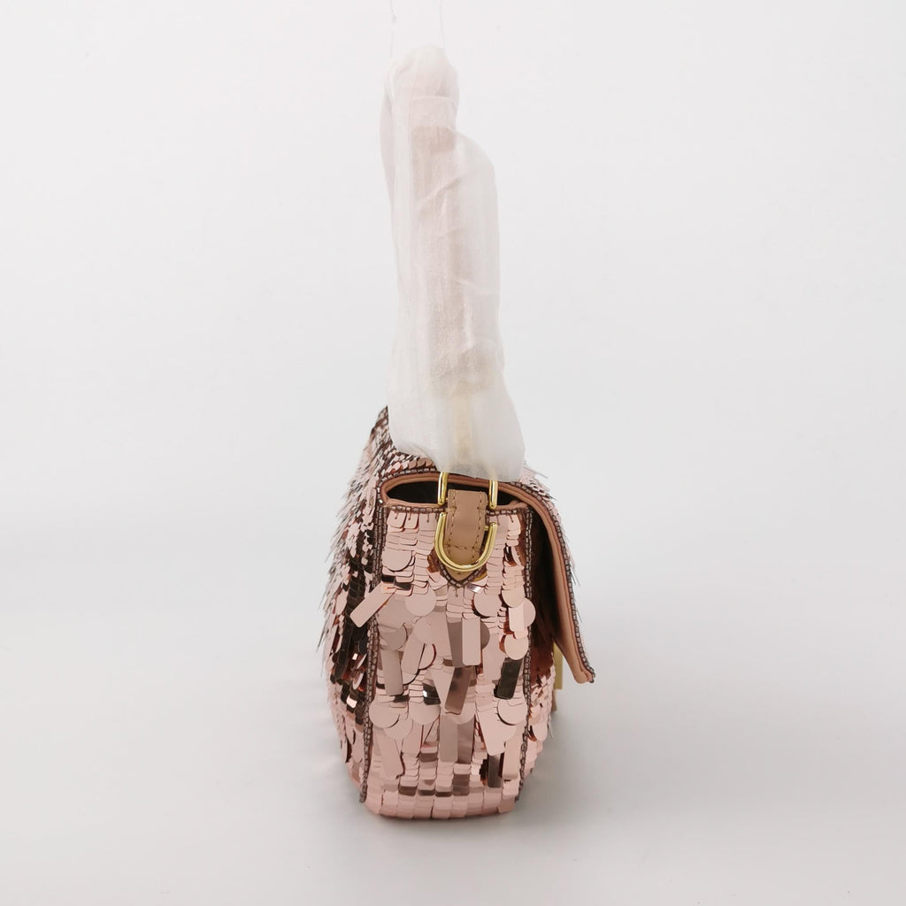 Fendi Baguette Glitter Sequins Paillettes Vitello Grace Sex and the City Baby Pink