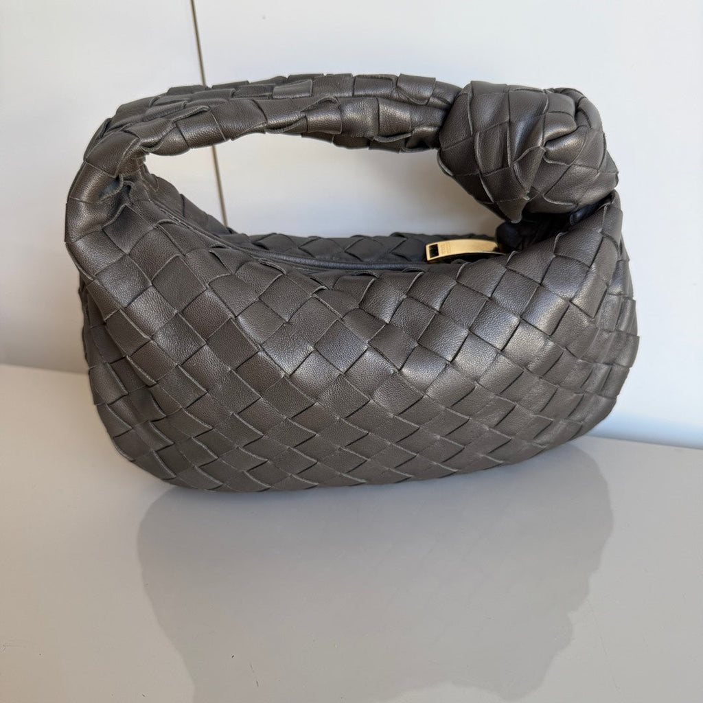 Bottega Veneta Jodie Mini Grey Leather Gold Hardware