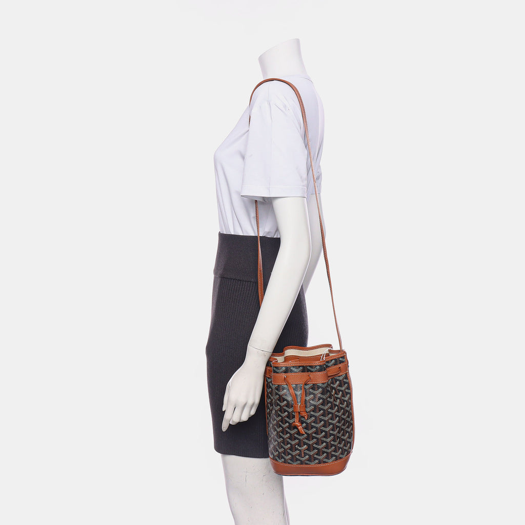 Goyard Petit Flot Drawstring Bucket Bag Brown Goyardine Crossbody Bag