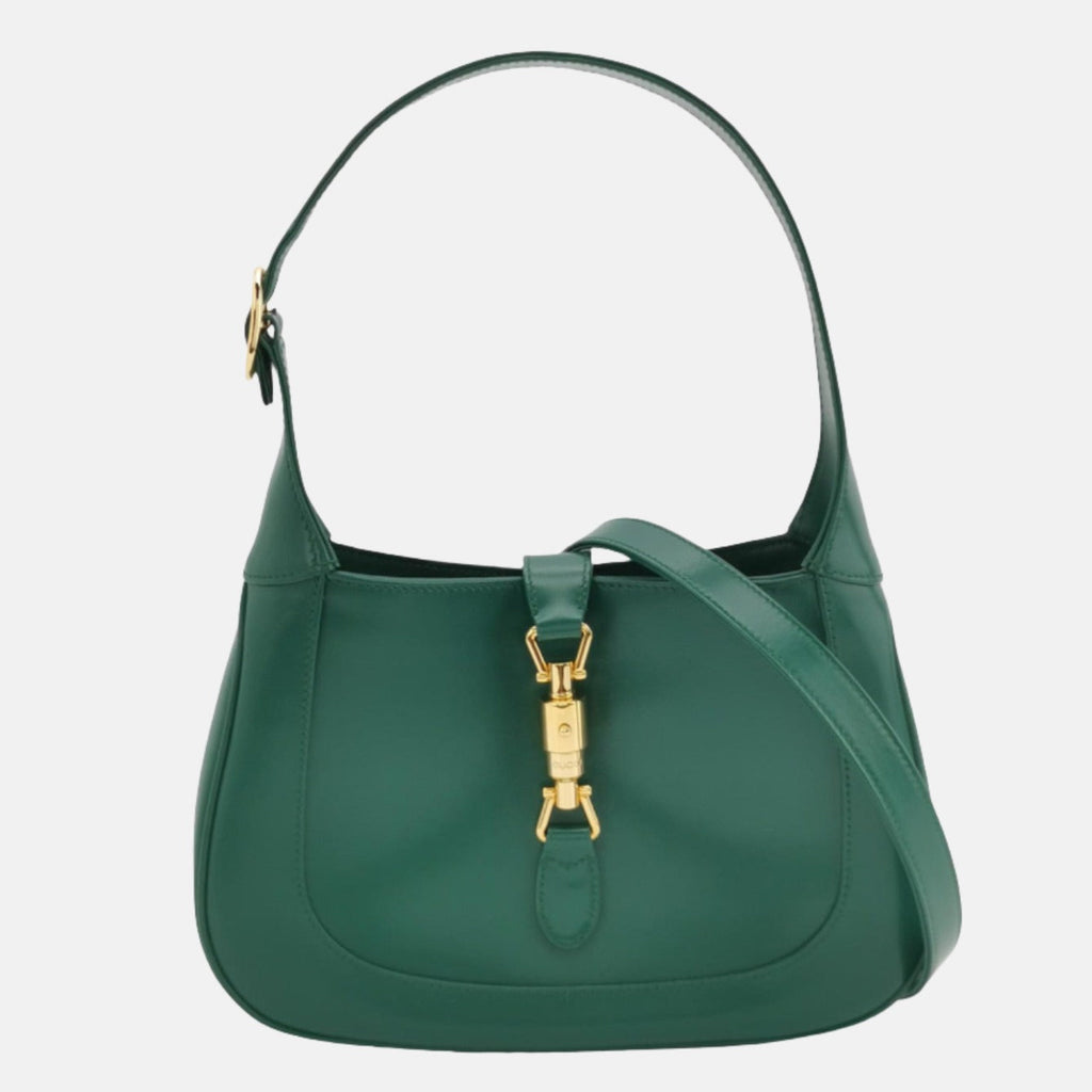 Gucci Jackie 1961 Green Leather Bag Small with Adjustable Strap