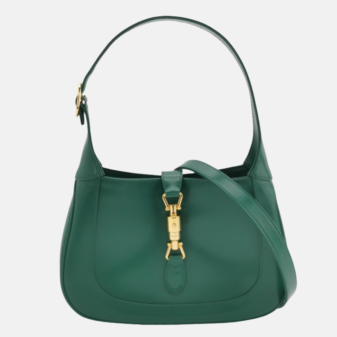 Gucci Jackie 1961 Green Leather Bag Small with Adjustable Strap