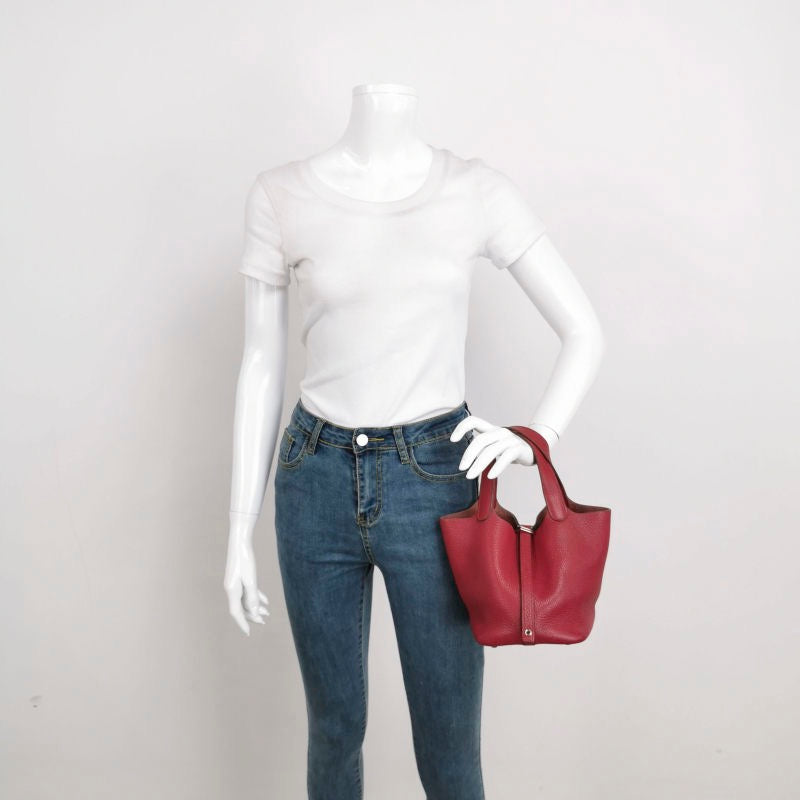 Hermes Picotin 18 Red Clemence Taurillon Leather 2014