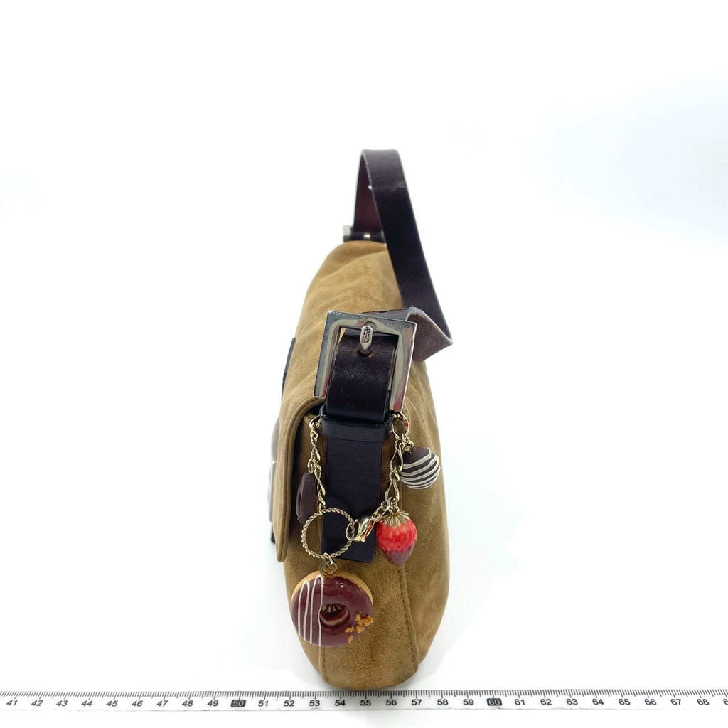 Fendi Baguette Coffee Brown Suede Leather Shoulder Bag