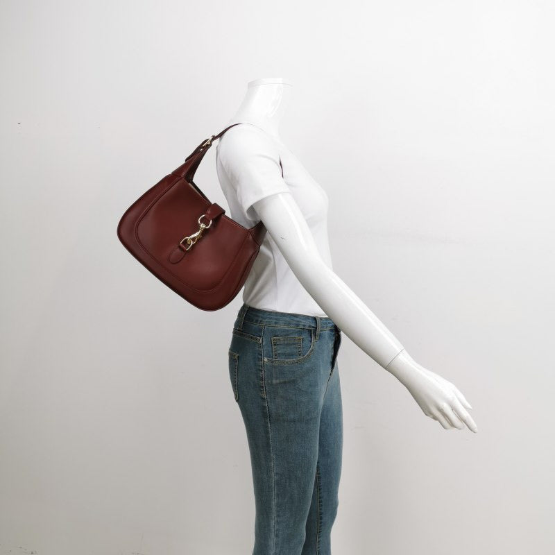 Gucci Jackie 1961 Small Ancora Red Burgundy Leather Shoulder Bag S24