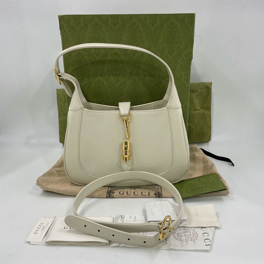 Gucci Jackie 1961 Small White Leather Bag with Adjustable Strap