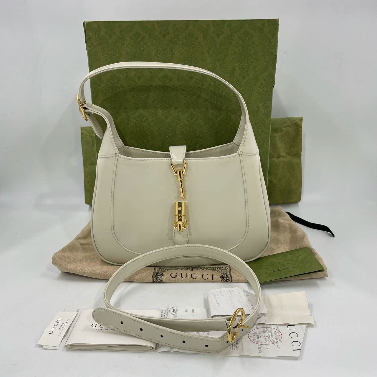 Gucci Jackie 1961 Small White Leather Bag with Adjustable Strap