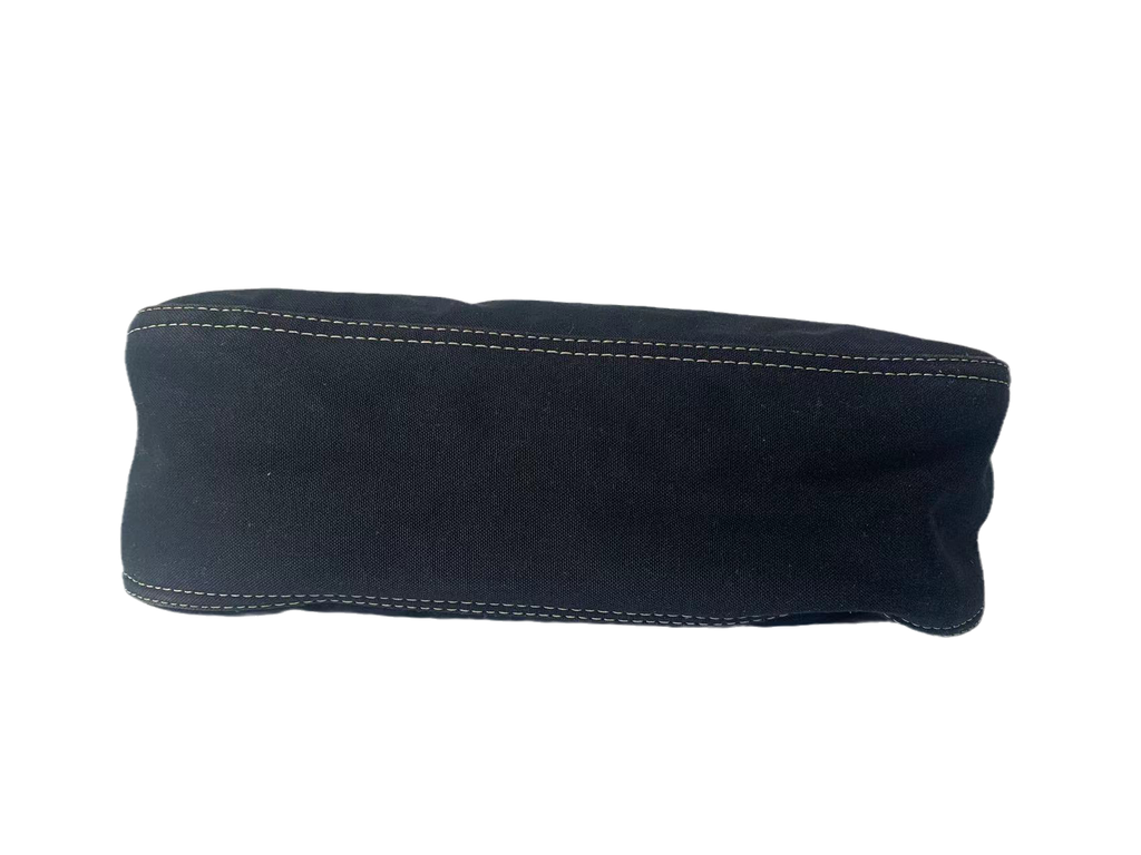 FENDI Baguette Blue Denim Navy Shoulder Bag with Enamel Buckle