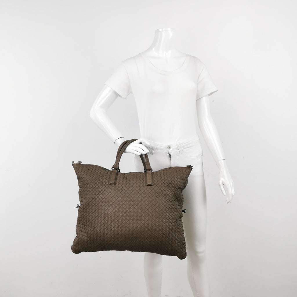 Bottega Veneta Maxi Convertible Tote Dark Chocolate Brown Leather 50cm