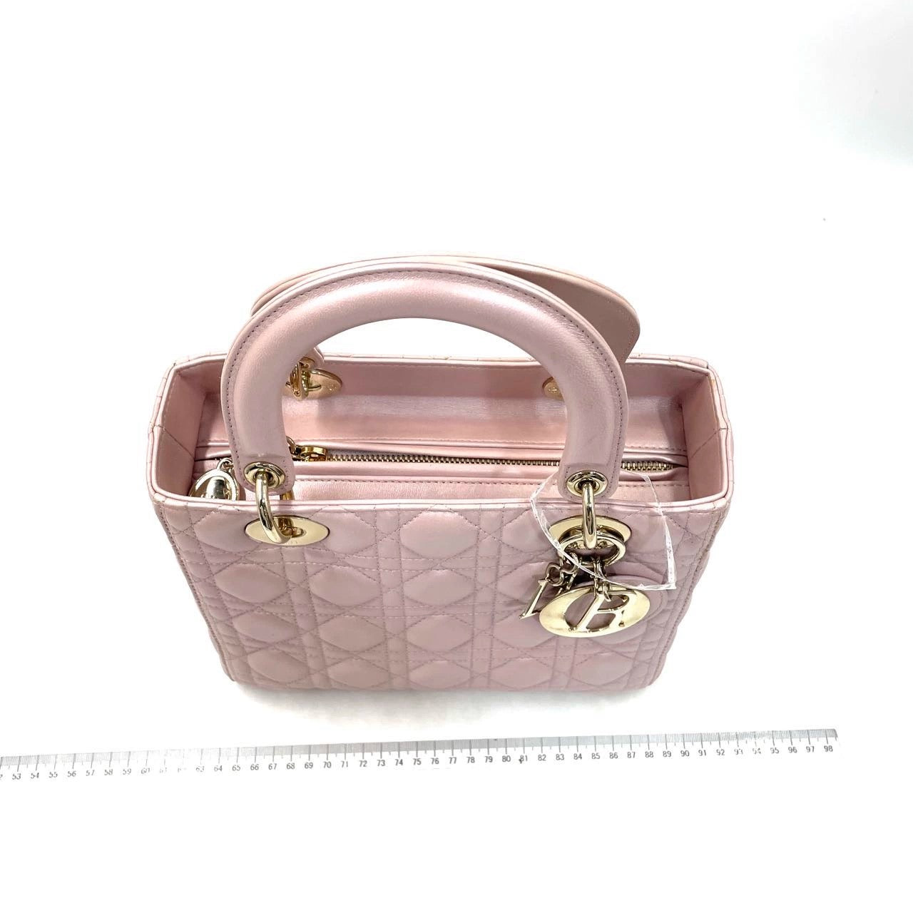 Lady Dior Medium Handbag Pearlescent Pink Cannage Leather Gold Hardware