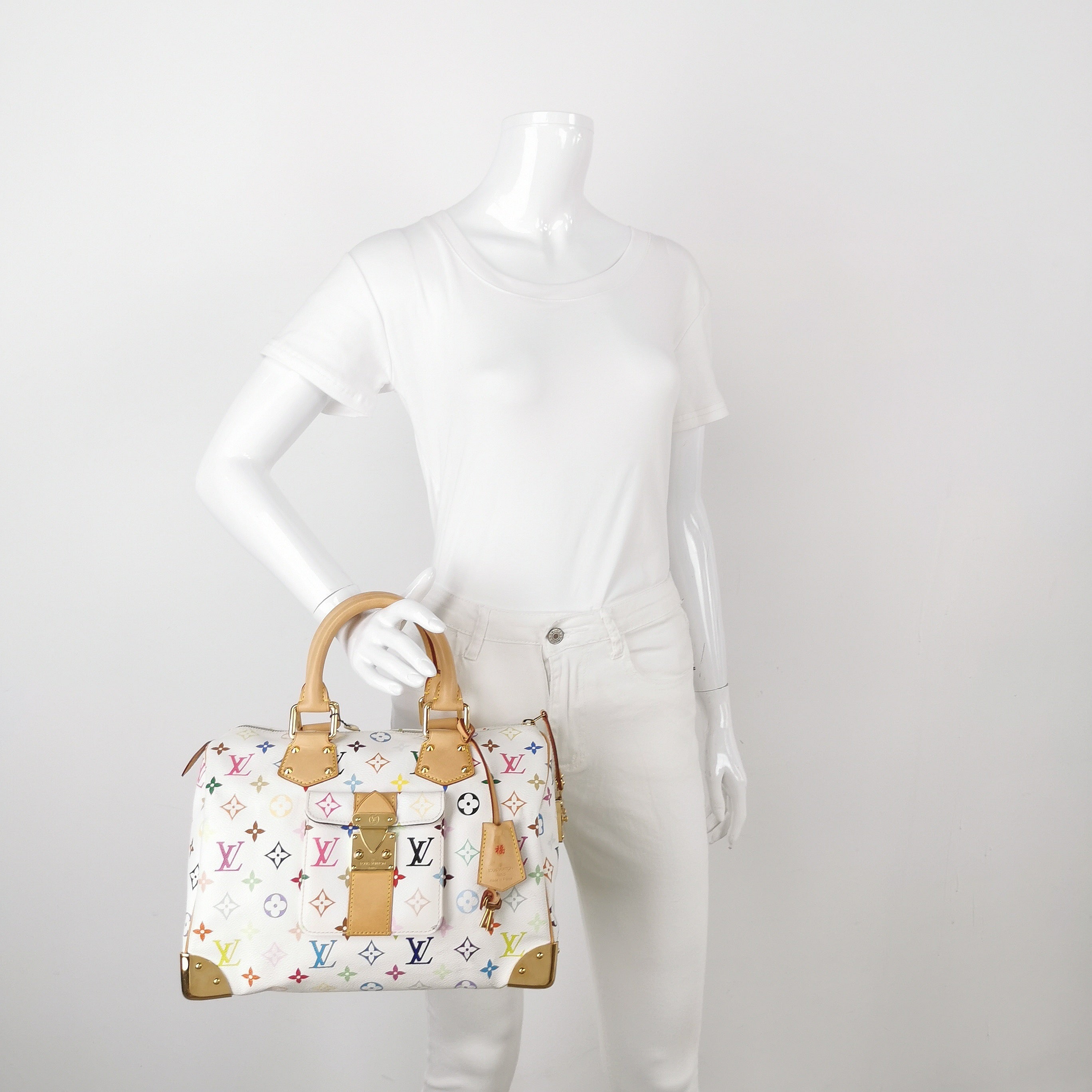 Louis Vuitton x Takashi Murakami Speedy 30 Lock White Multicolor
