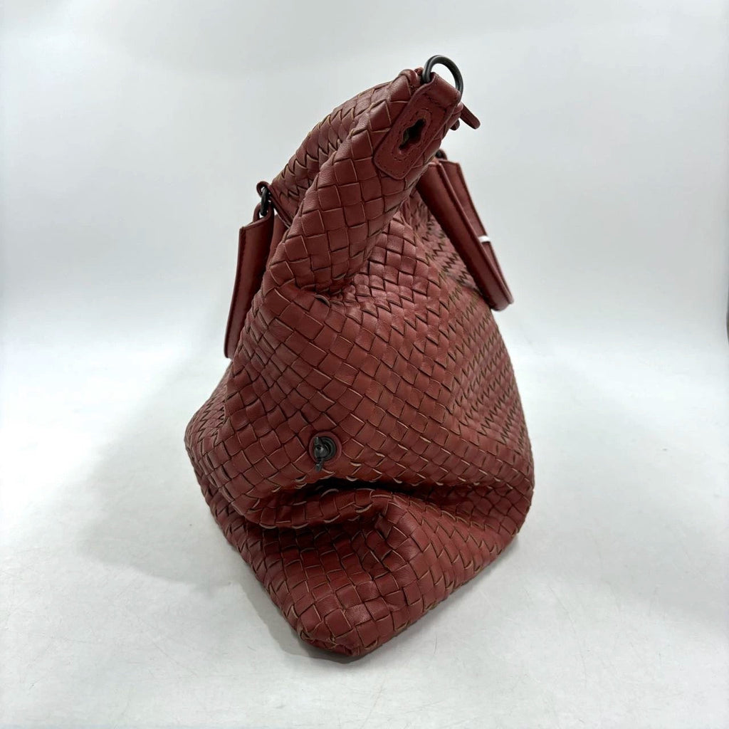 Bottega Veneta Maxi Convertible Tote Bag Brick Red Leather Two-way Carry 50cm
