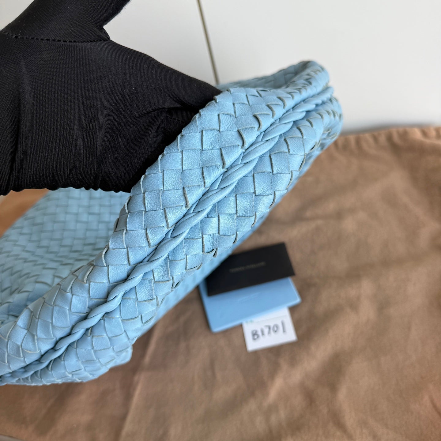 Bottega Veneta Veneta Hobo Medium Large Baby Blue Intrecciato Leather Bag 47cm