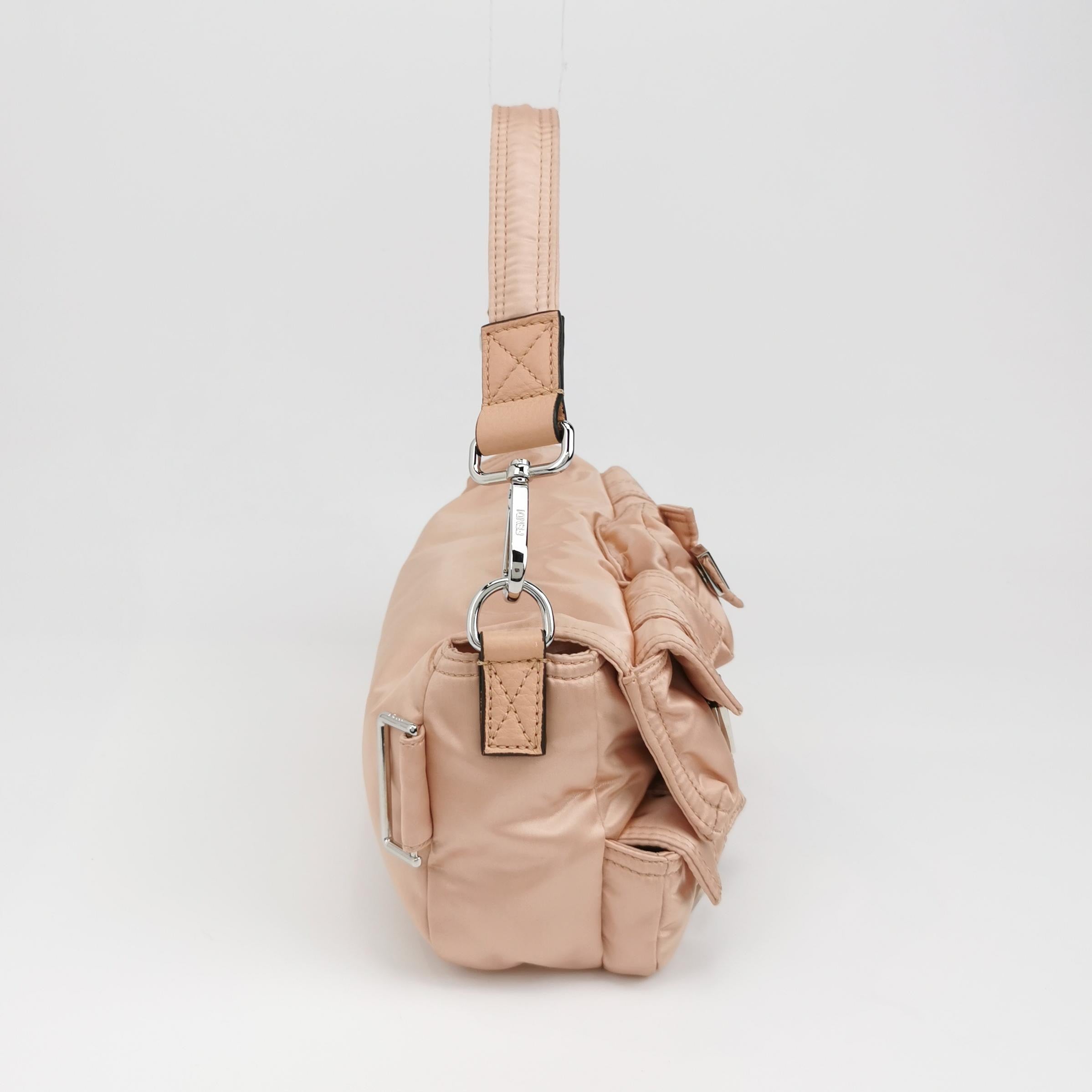 Fendi Baguette Cargo Multipocket Light Pink Nylon 3-way Bag