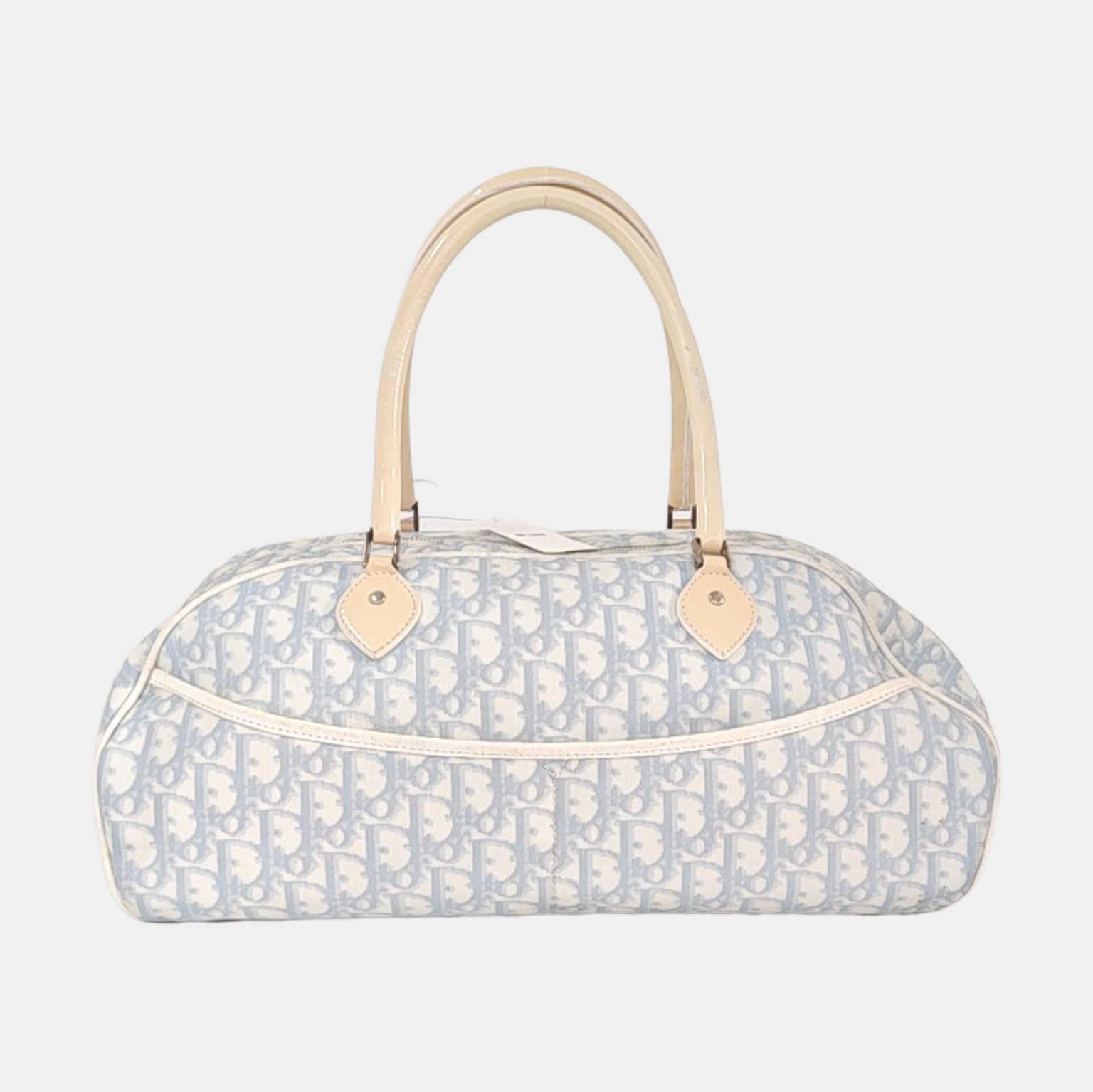 Dior No. 1 Rasta Trotter Bowling Bag Blue Oblique Canvas White Patent Leather