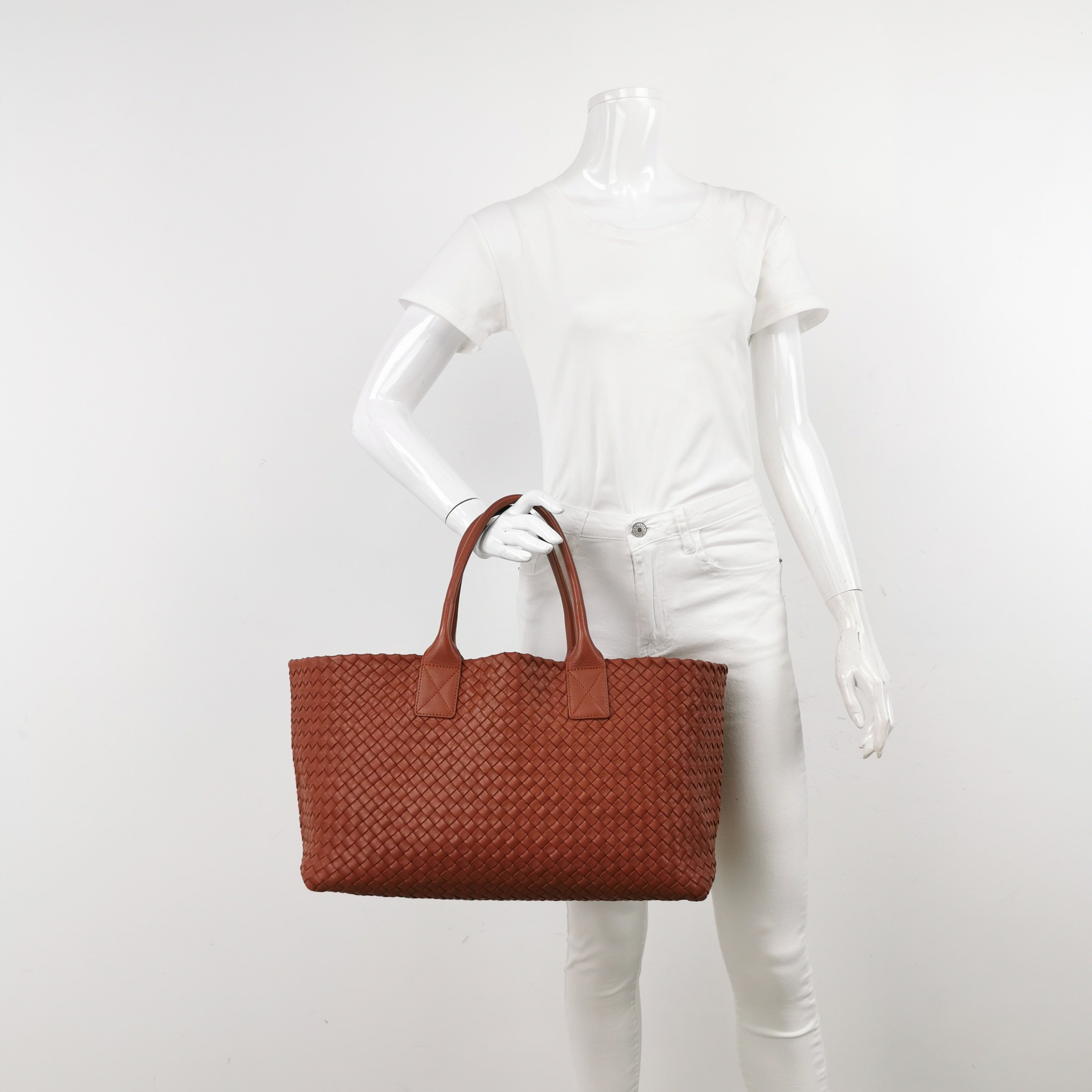 Bottega Veneta Cabat Large Intreccio Leather Tote Bag Brick Red 41cm
