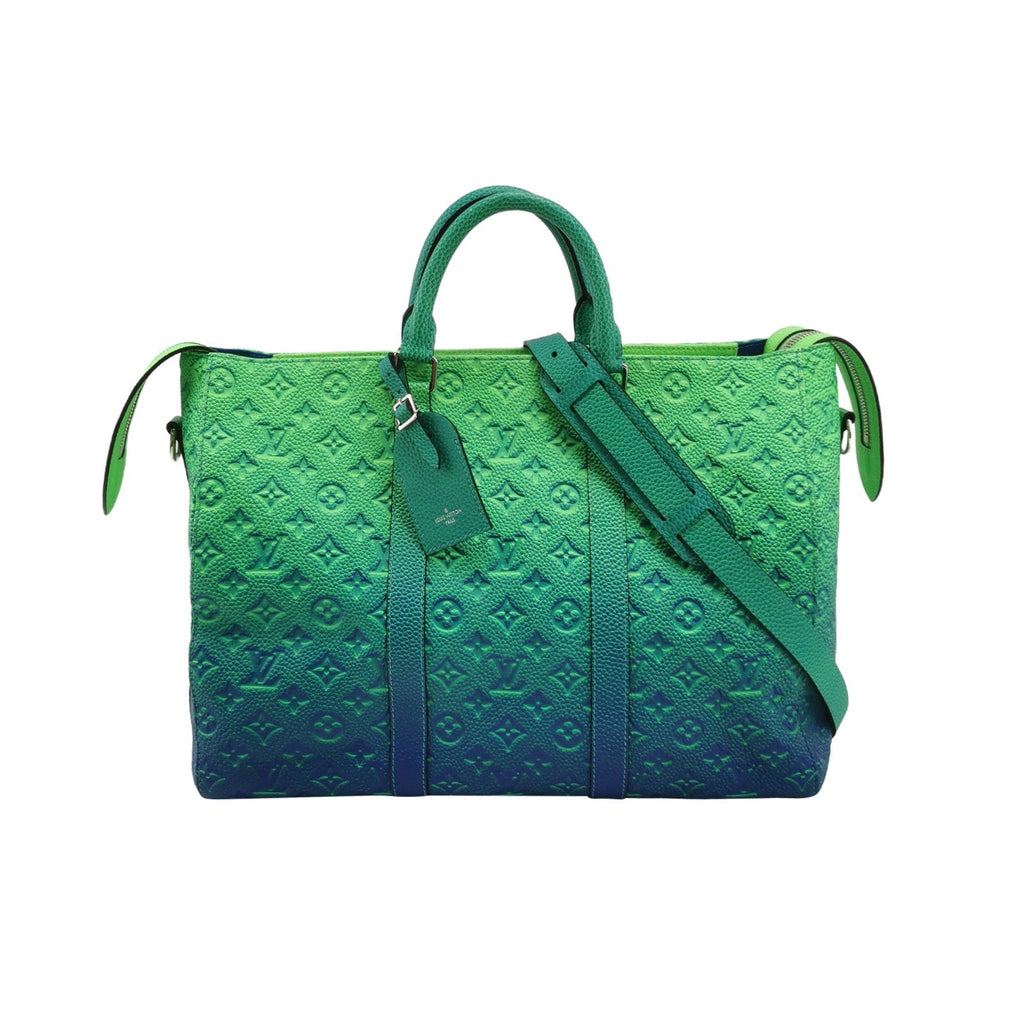 Louis Vuitton Virgil Abloh Green and Blue Monogram Illusion Leather Keepall Tote Silver Hardware, 2022