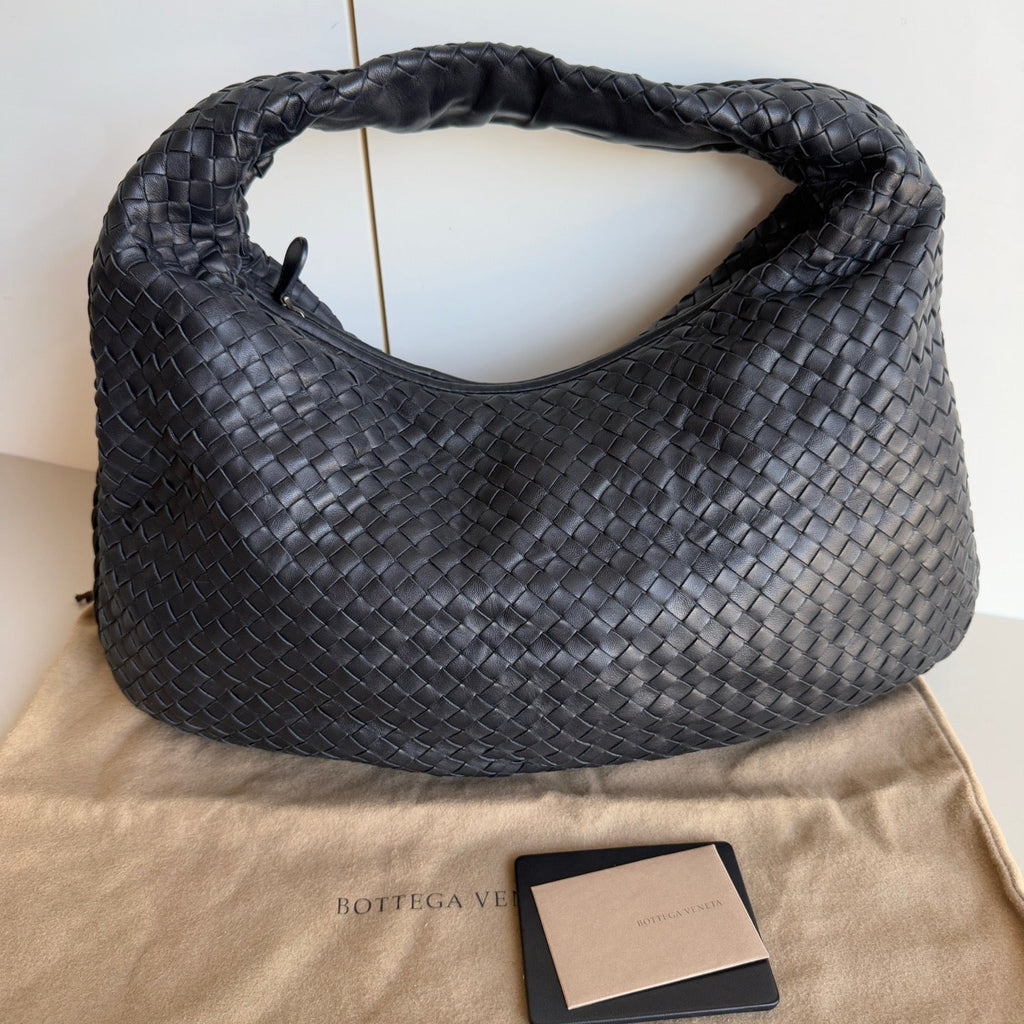 Bottega Veneta Veneta Intrecciato Hobo Bag Large Black Lambskin leather 48cm