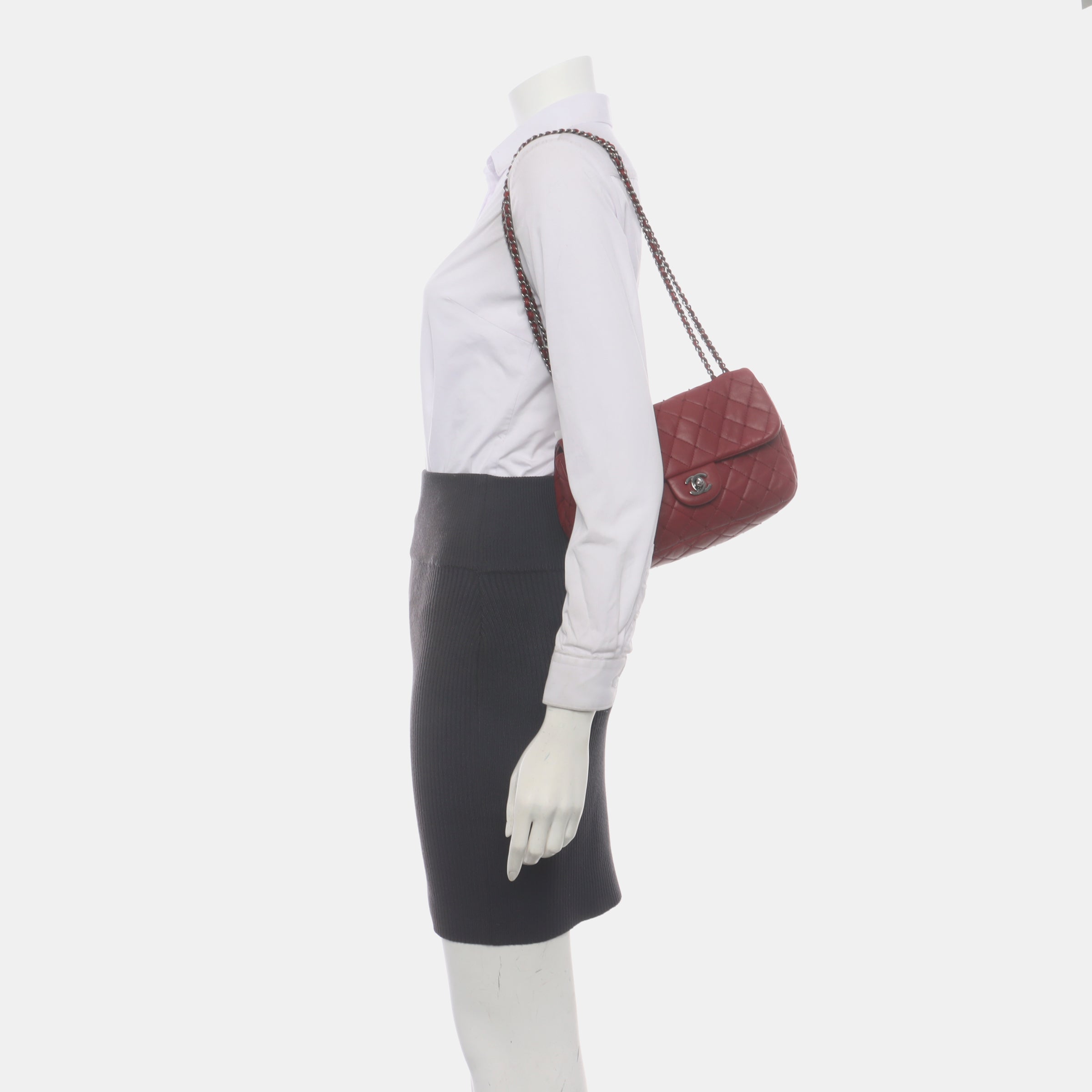 Chanel Seasonal Flap Small Burgundy Lambskin Leather With Studs, 2012-13