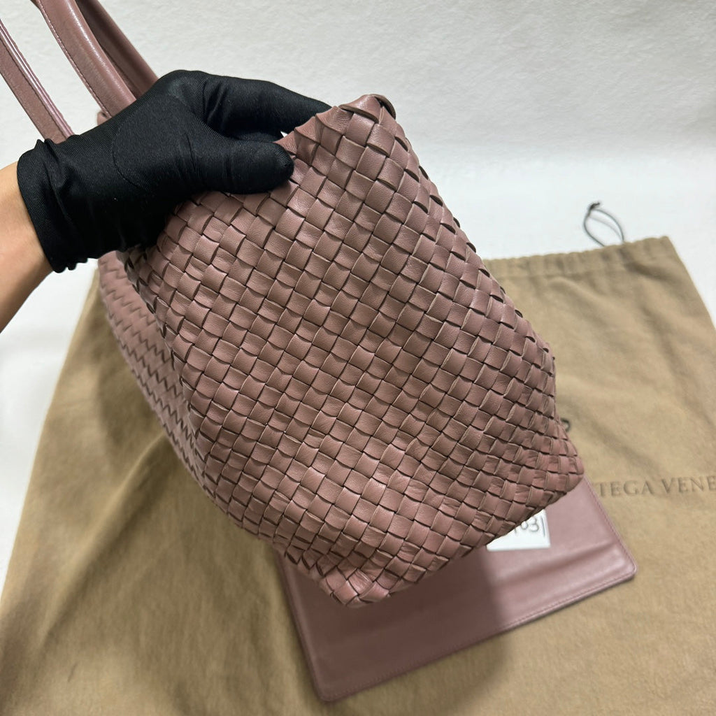 Bottega Veneta Cabat Large Intreccio Leather Tote Bag Pink 42cm