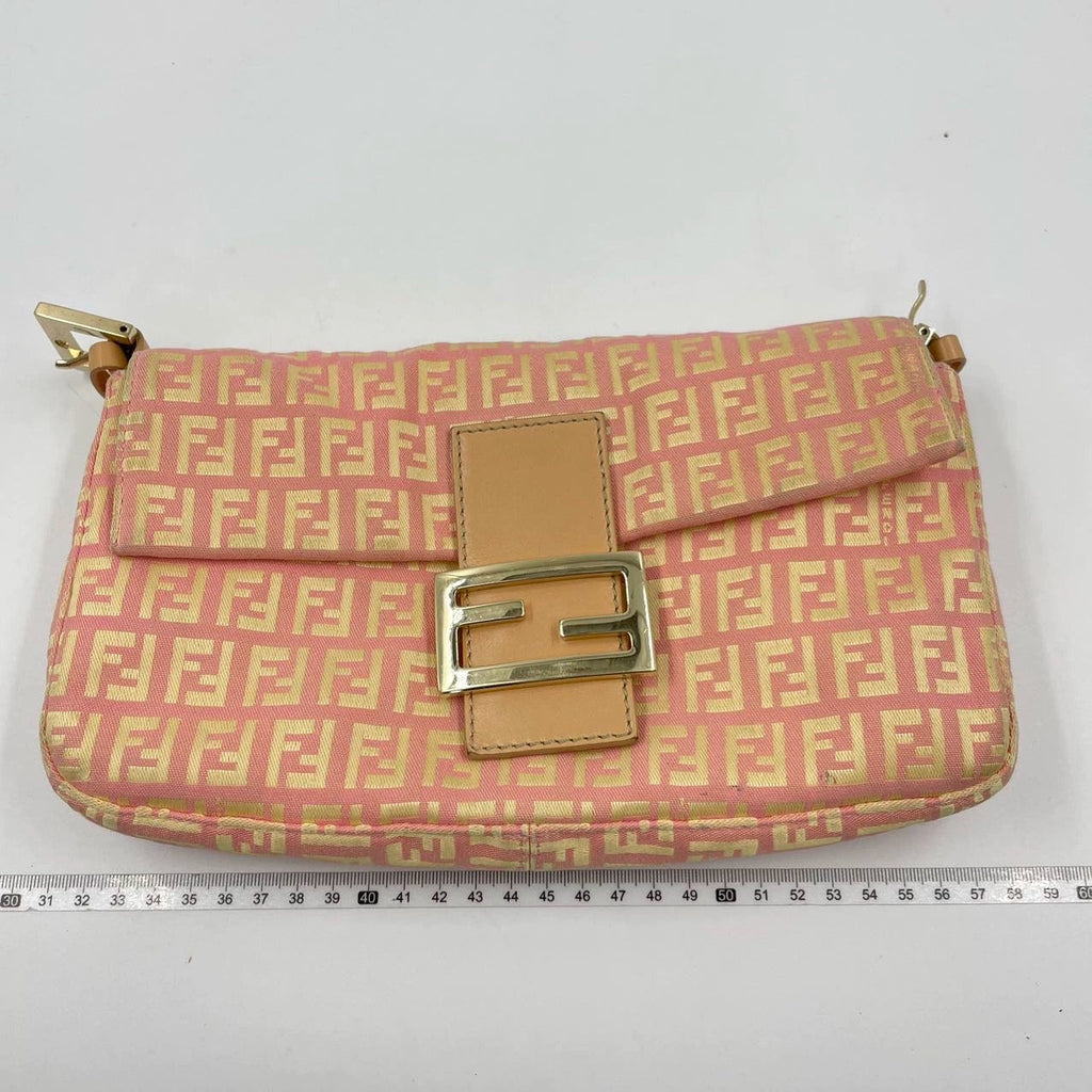 Fendi Baguette Light Pink Zucchino Print Monogram