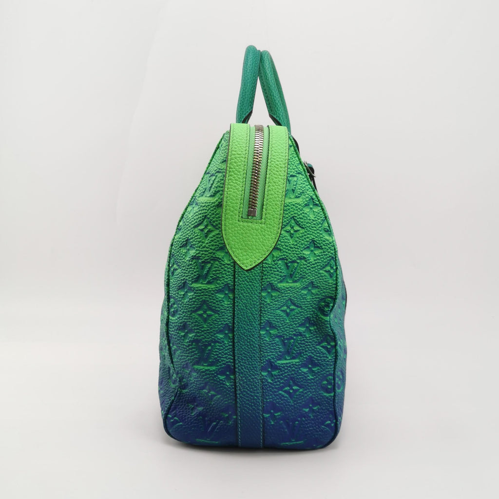 Louis Vuitton Virgil Abloh Green and Blue Monogram Illusion Leather Keepall Tote Silver Hardware, 2022