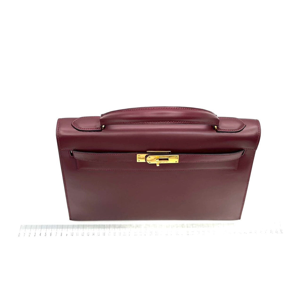 Hermès Kelly 32 Sellier Burgundy Box Leather Gold HW 1978