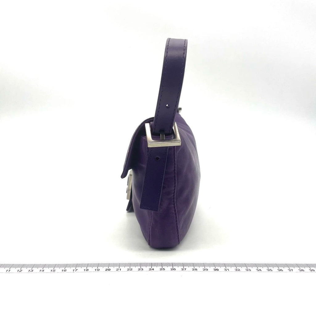 Fendi Baguette Vintage Purple Lambskin Leather Shoulder Bag Silver Hardware