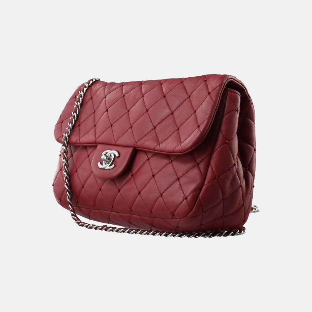 Chanel Seasonal Flap Small Burgundy Lambskin Leather With Studs, 2012-13