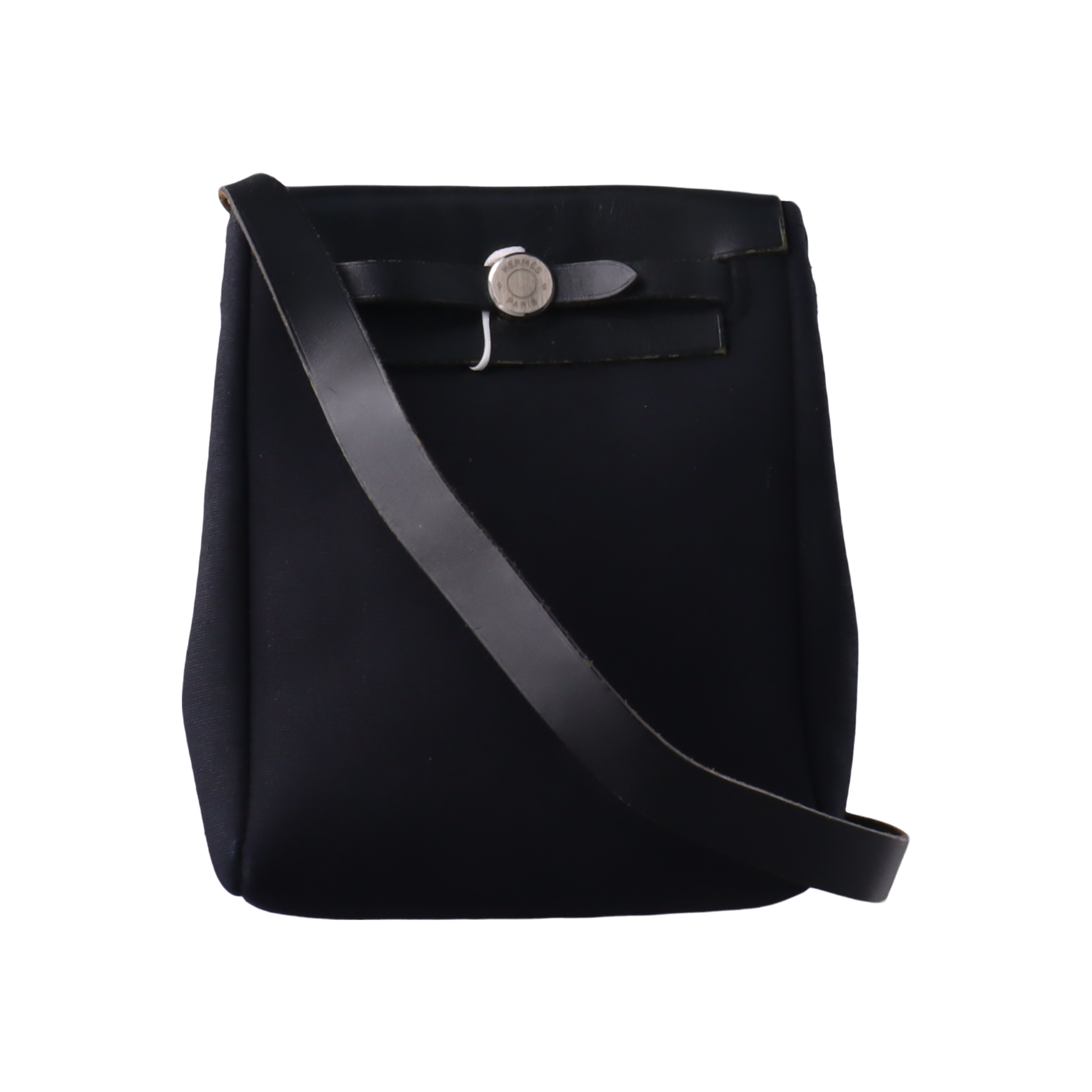 Hermes Herbag Mini Black Canvas Silver-tone Hardware Crossbody Bag