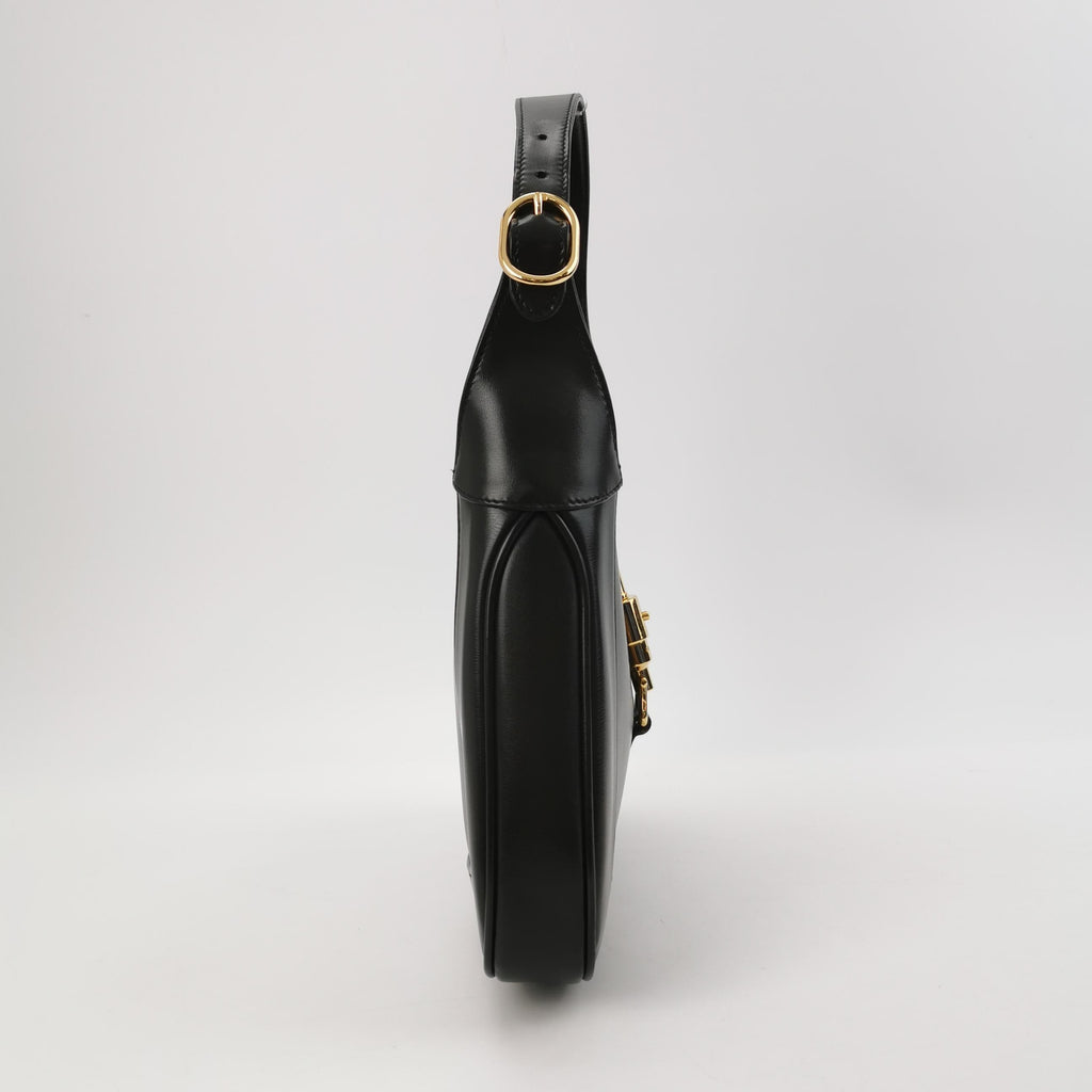 Gucci Jackie 1961 Black Leather Bag Small With Long Strap