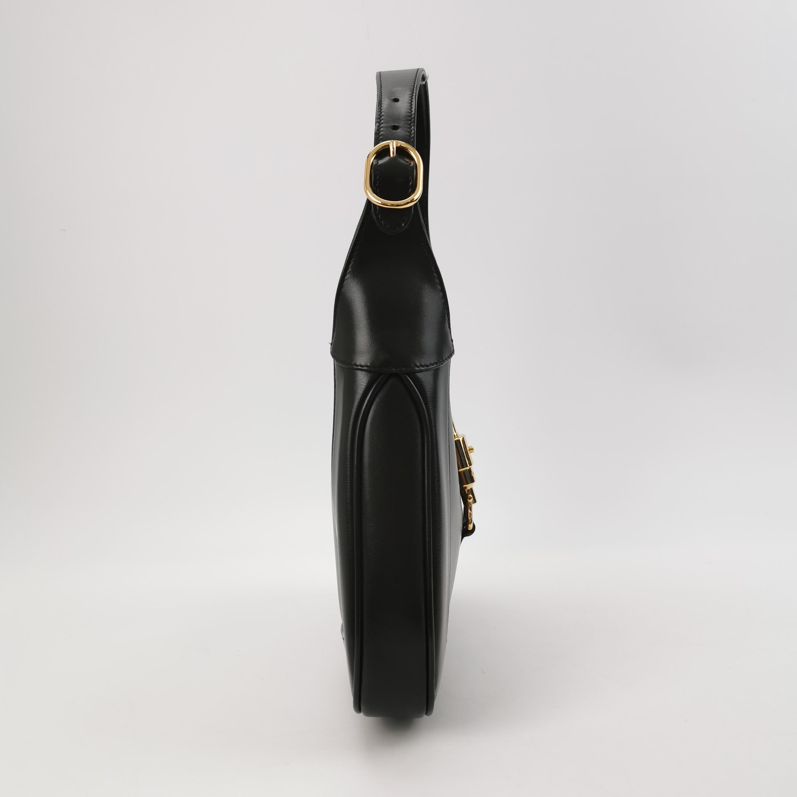 Gucci Jackie 1961 Black Leather Bag Small With Long Strap