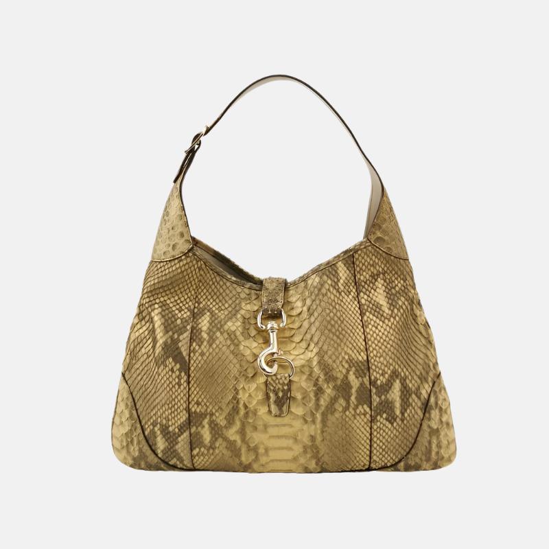 Gucci Jackie Vintage Camel Python Leather Rare