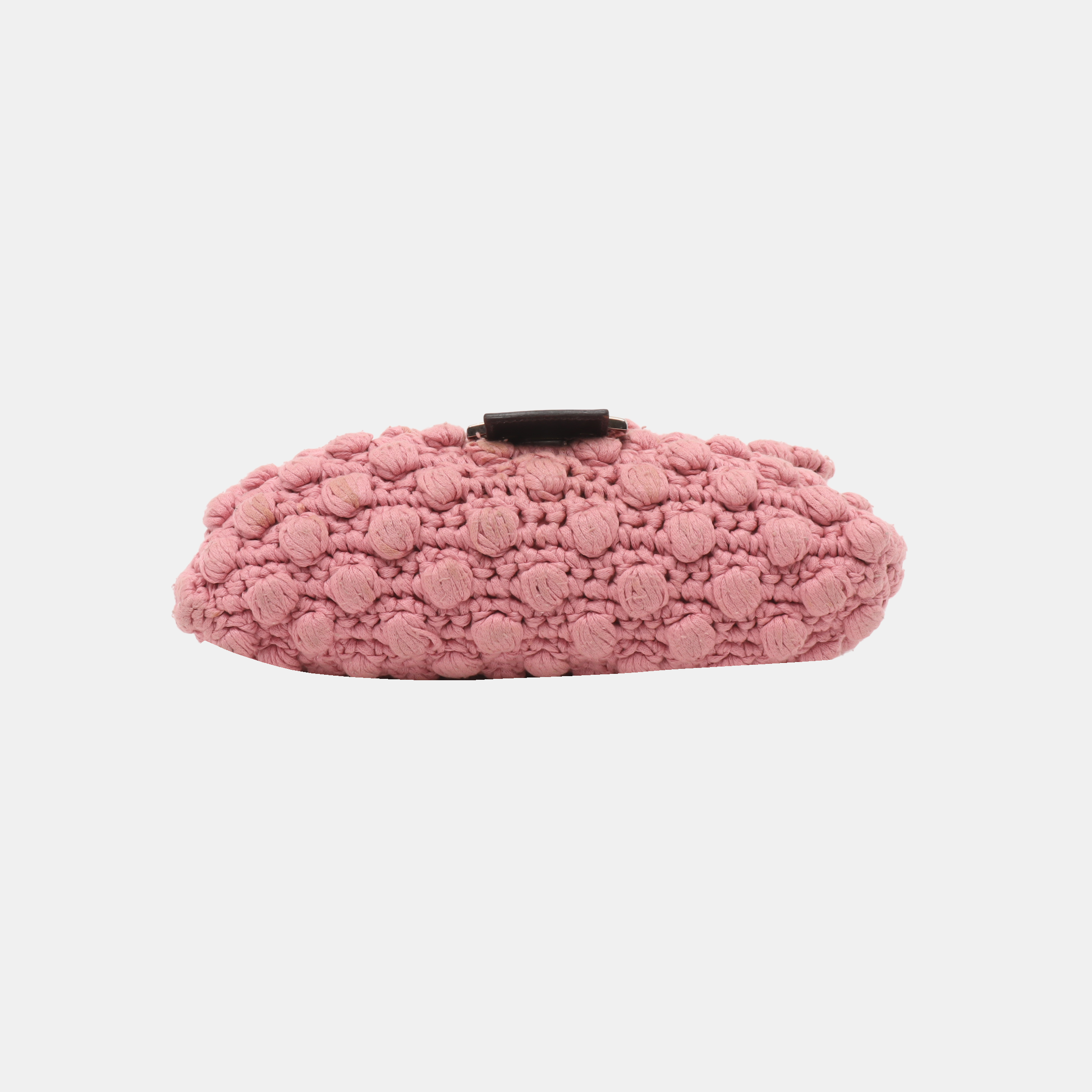 Fendi Baguette Bag Pink Crochet Knit Wool Pompom Shoulder Bag