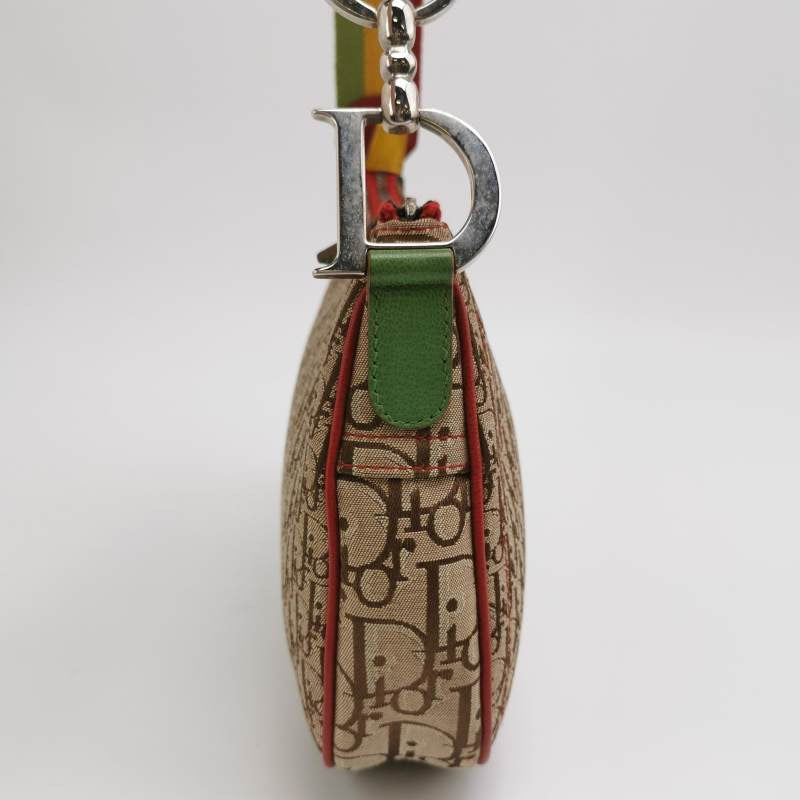 Dior Rasta Trotter Saddle Crossbody Bag Multicolor Canvas Strap