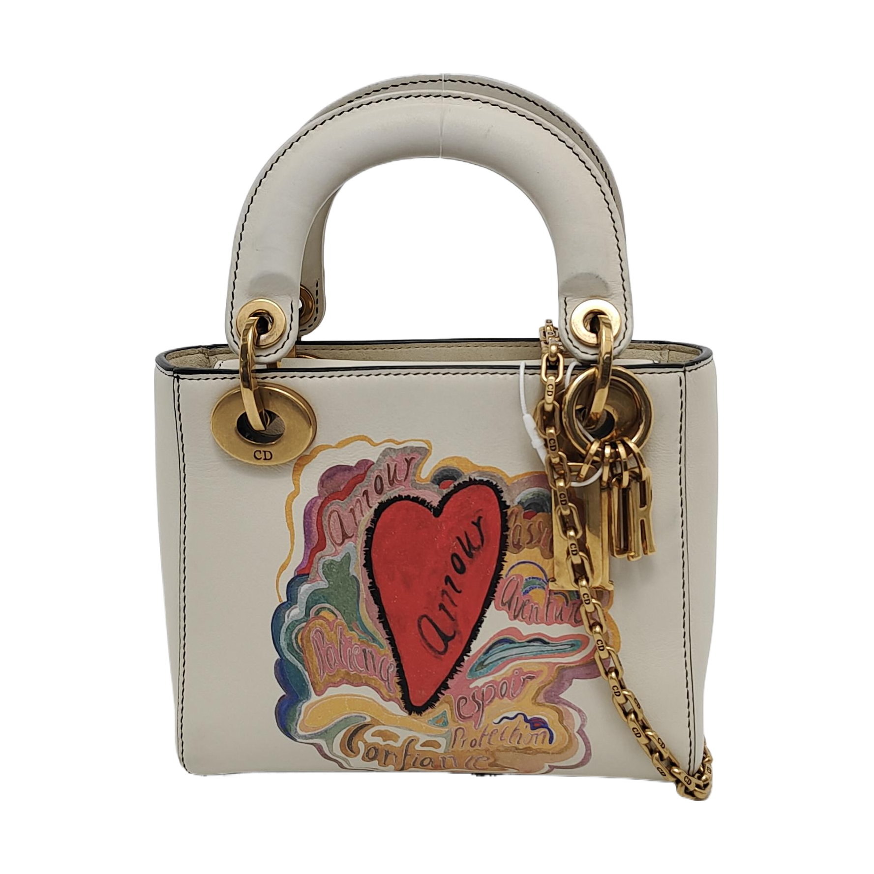 Lady Dior Mini 2018 x Niki De Saint Phalle Dioramour White Leather Gold Hardware