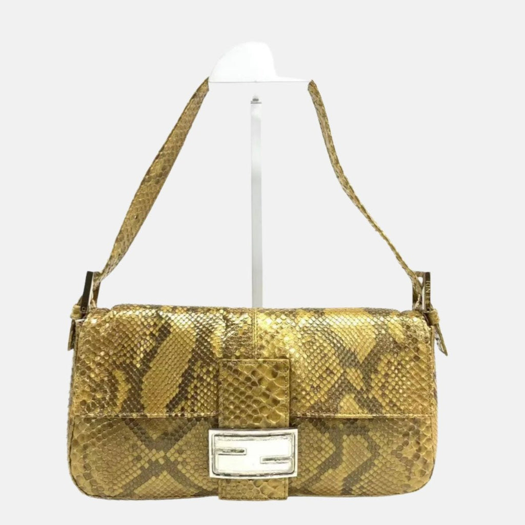 Fendi Baguette Brown Python Leather Snake Print