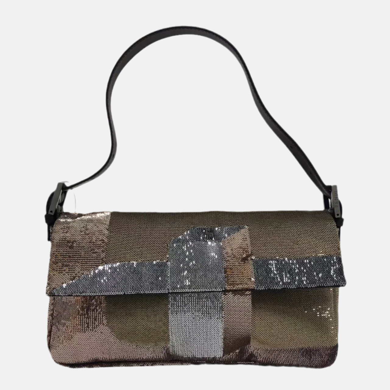 Fendi Baguette Blocks Abstract Pattern Glitter Sequin Shoulder bag