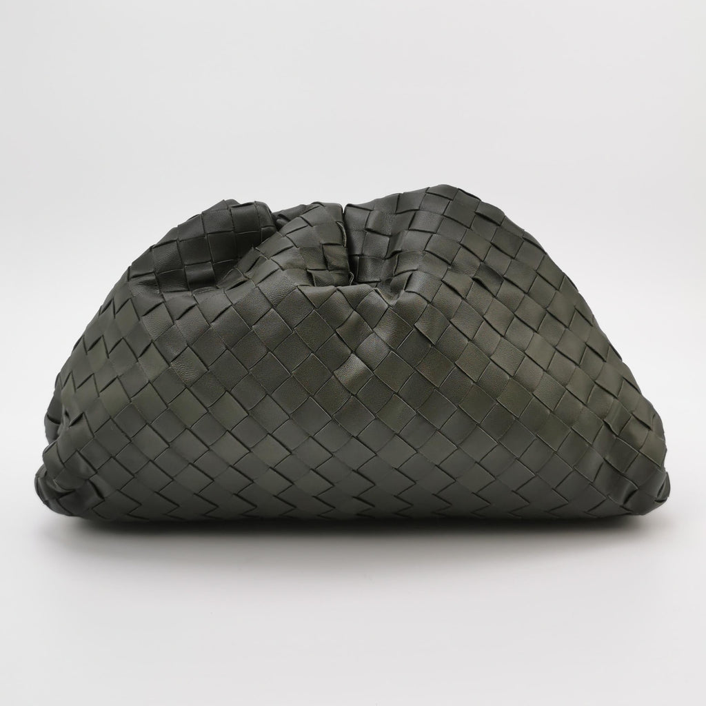 Bottega Veneta Pouch Large Intrecciato Dark Olive Green Calfskin Leather