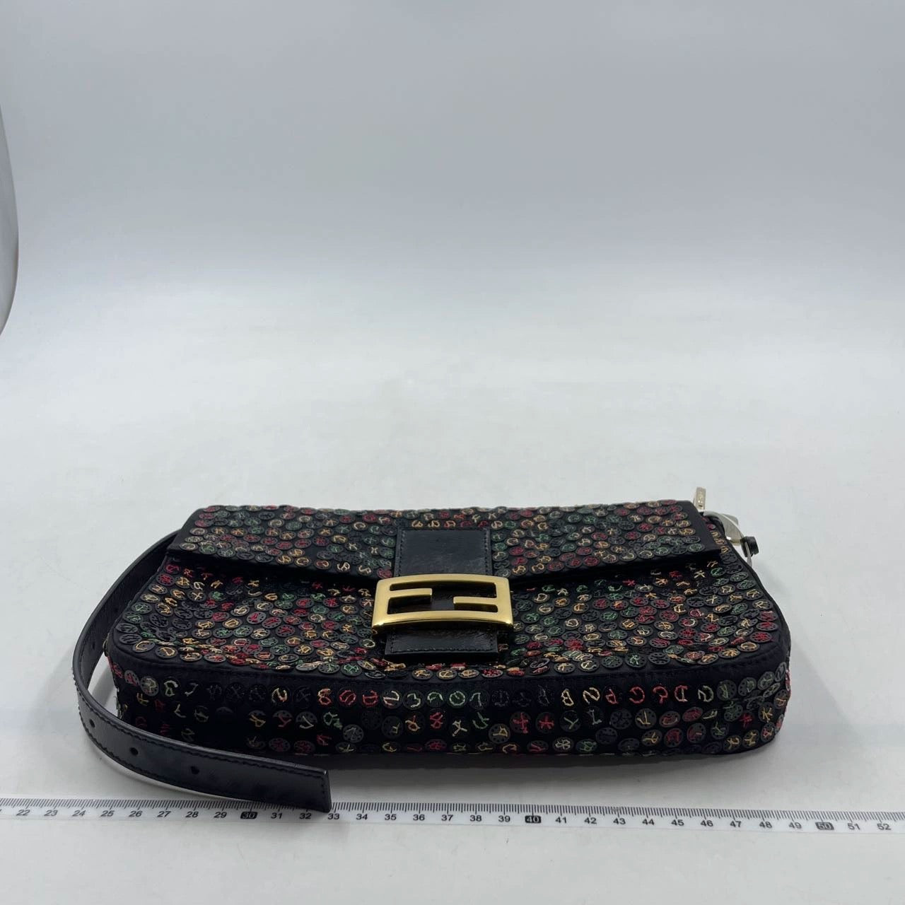 Fendi Baguette Multicolor Button Embroidered Leather Shoulder bag