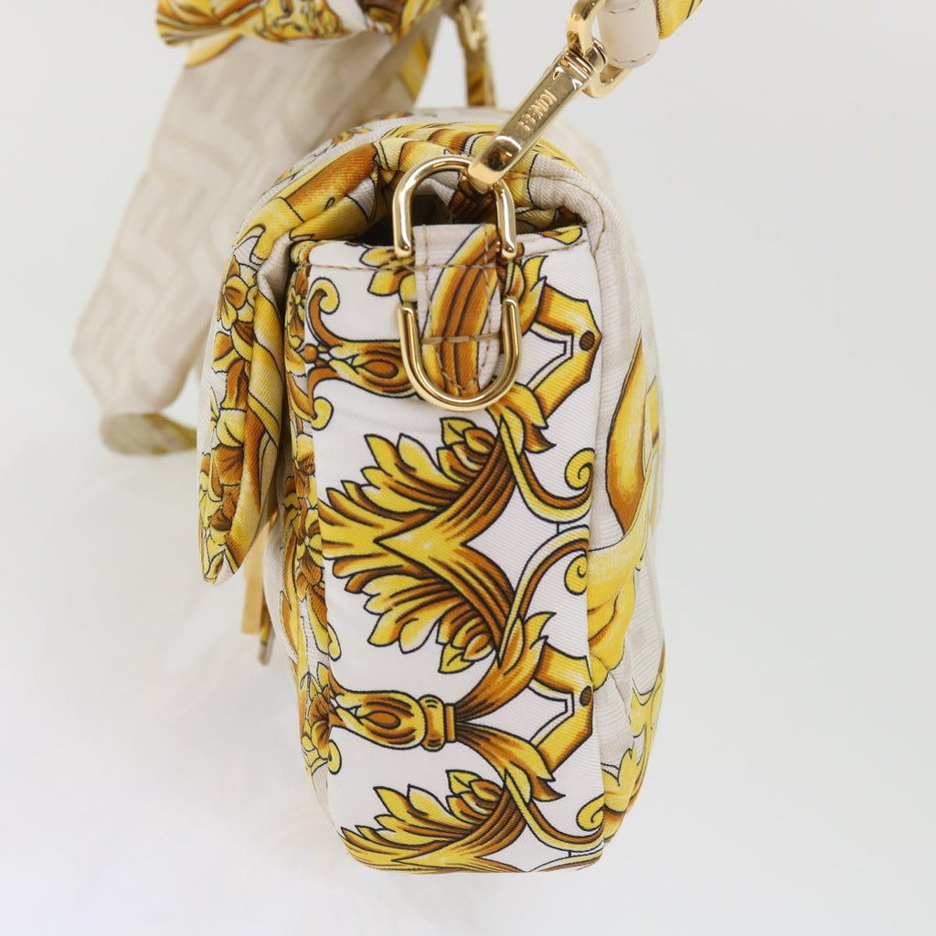 FENDI Baguette Shoulder Bag Polyester 2way White 8BR600 AK2D 48072A