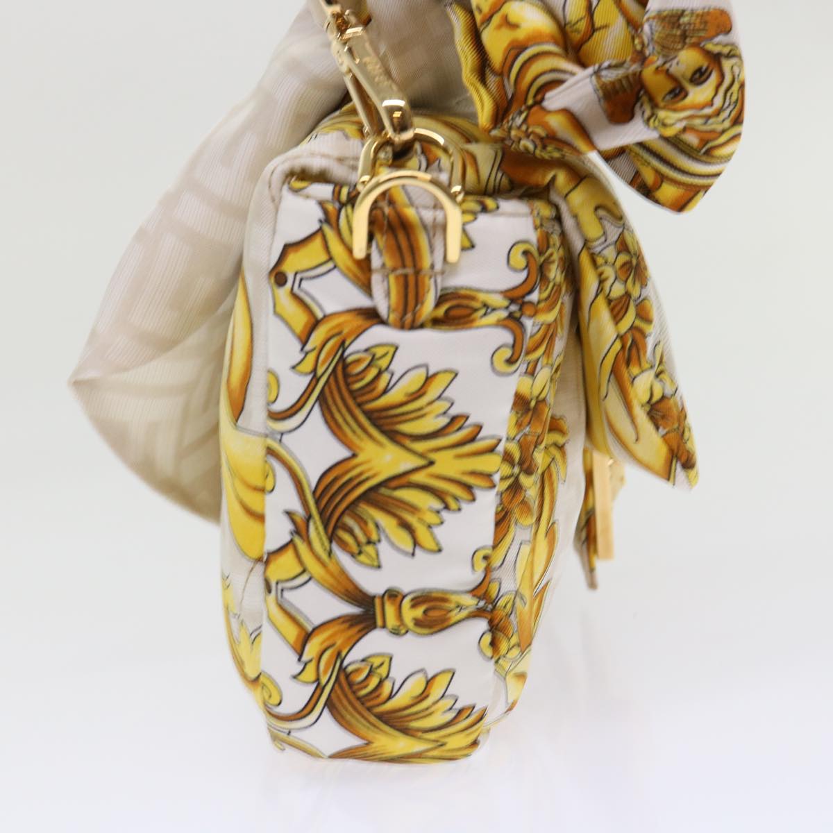 FENDI Baguette Shoulder Bag Polyester 2way White 8BR600 AK2D 48072A