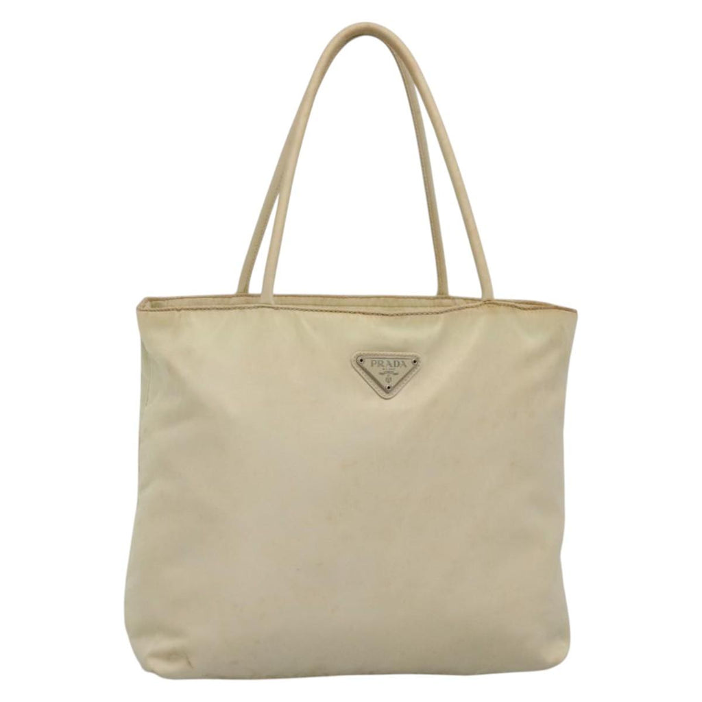 PRADA Hand Bag Nylon Beige 48236