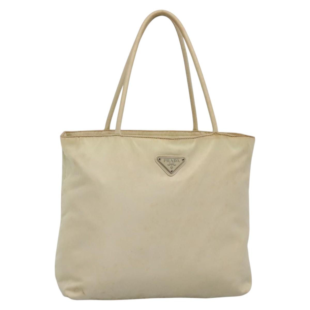 PRADA Hand Bag Nylon Beige 48236