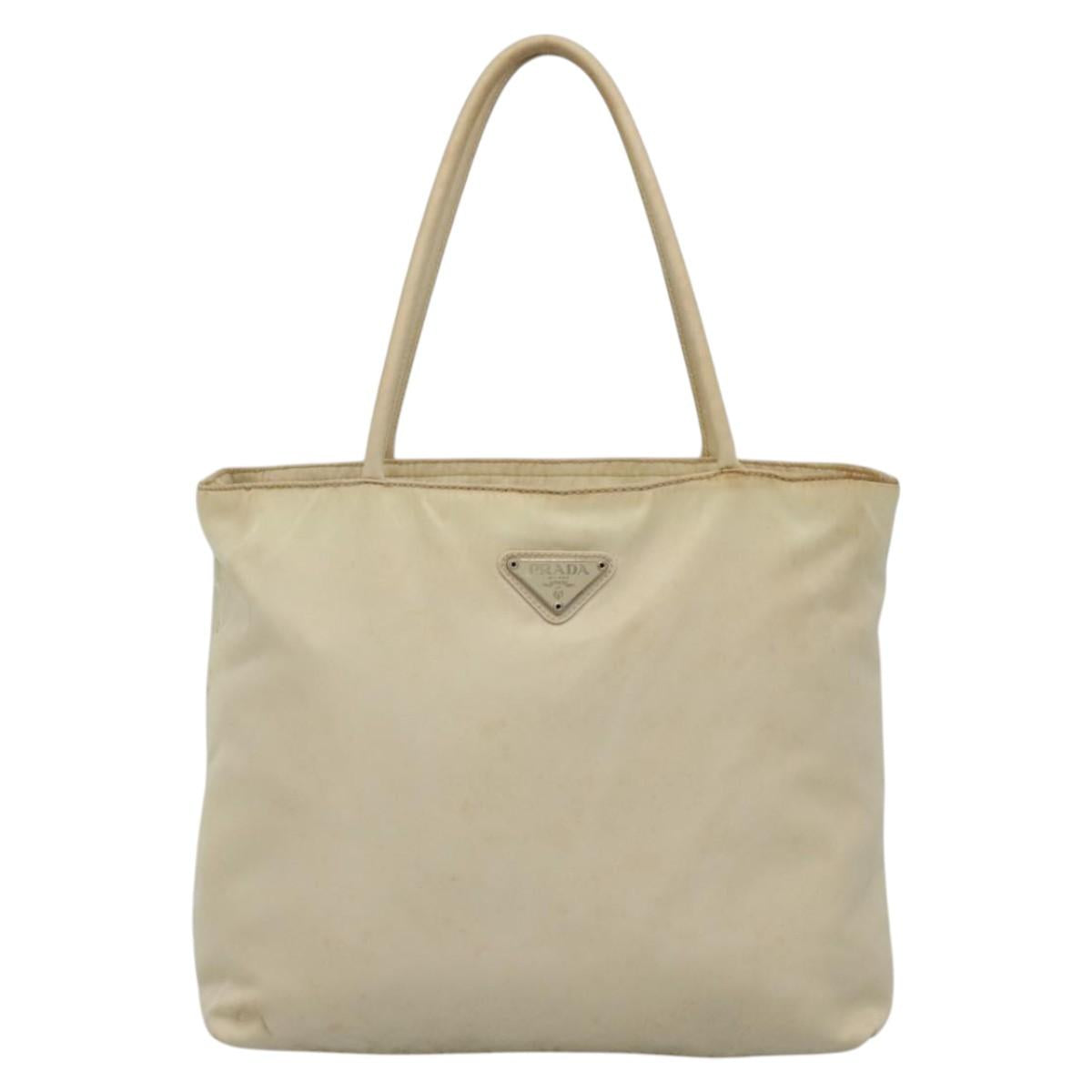 PRADA Hand Bag Nylon Beige 48236