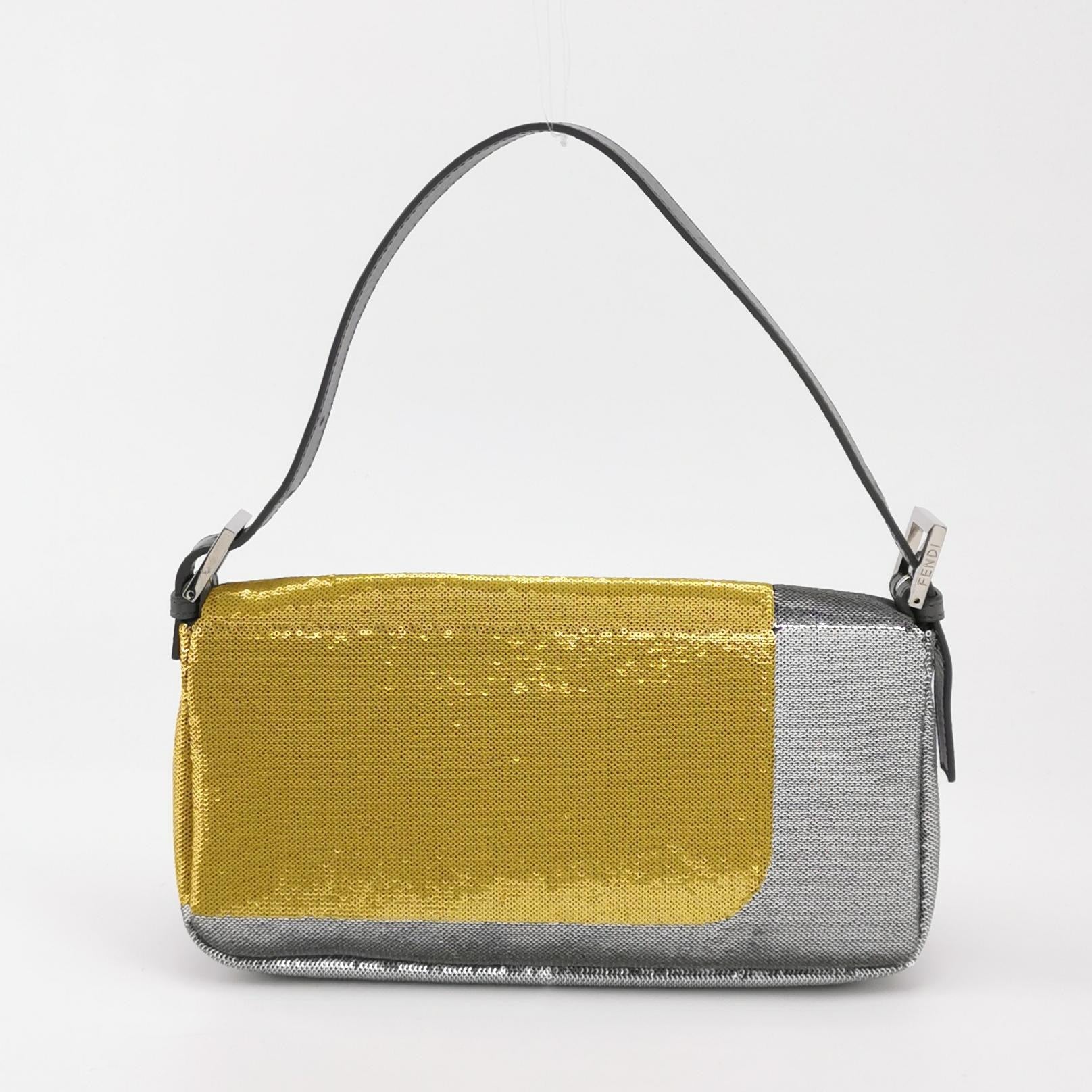 Fendi Baguette Blocks Abstract Pattern Glitter Sequin Shoulder bag